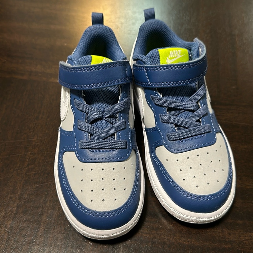 BRAND NEW TODDLER NIKE COURT BOROUGH LOW 'GREY FOG MYSTIC NAVY' size 9!